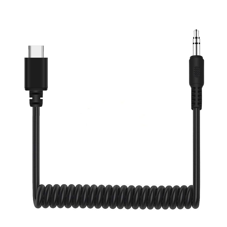 PULUZ 3.5mm TRRS Male to Type-C / USB-C Male Live Microphone Audio Adapter Spring Coiled Cable for Samsung, Huawei and Smartphones, Cable Stretching to 100cm(Black) - Microphone Audio Cable & Connector by PULUZ | Online Shopping South Africa | PMC TechLife | Buy Now Pay Later Mobicred