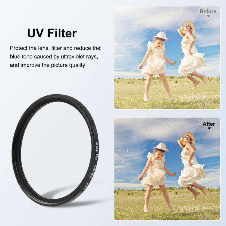 PULUZ 52mm UV Lens Filter for GoPro HERO12 Black /11 Black Mini /11 Black /10 Black /9 Black, with Adapter Ring - Lens Adapter by PULUZ | Online Shopping South Africa | PMC Jewellery | Buy Now Pay Later Mobicred
