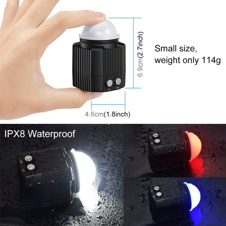 PULUZ 60m Underwater LED Photography Fill Light 7.4V/1100mAh Diving Light for GoPro Hero12 Black / Hero11 /10 /9 /8 /7 /6 /5, Insta360 Ace / Ace Pro, DJI Osmo Action 4 and Other Action Cameras(Black) - Waterproof Light by PULUZ | Online Shopping South Africa | PMC Jewellery | Buy Now Pay Later Mobicred