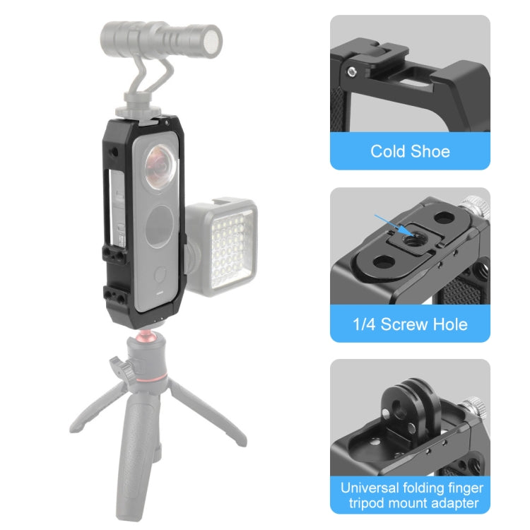 PULUZ Protective Cage Rig Housing Frame with Cold Shoe Mounts & Magnetic Folding Tripod Adapter for Insta360 ONE X2(Black) - Mount & Holder by PULUZ | Online Shopping South Africa | PMC Jewellery | Buy Now Pay Later Mobicred