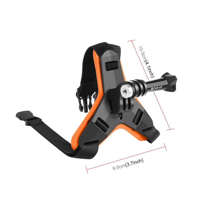 PULUZ Motorcycle Helmet Chin Strap Mount for GoPro, DJI Osmo Action and Other Action Cameras(Orange) - Helmet Mount by PULUZ | Online Shopping South Africa | PMC TechLife | Buy Now Pay Later Mobicred