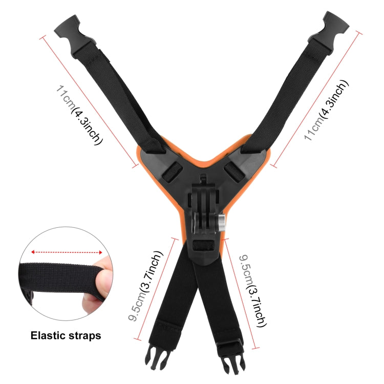 PULUZ Motorcycle Helmet Chin Strap Mount for GoPro, DJI Osmo Action and Other Action Cameras(Orange) - Helmet Mount by PULUZ | Online Shopping South Africa | PMC TechLife | Buy Now Pay Later Mobicred