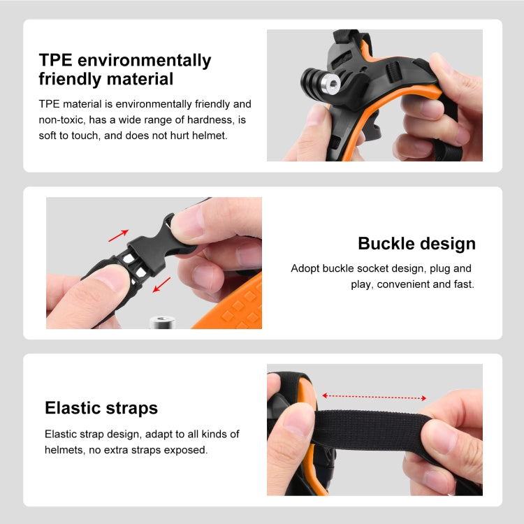 PULUZ Motorcycle Helmet Chin Strap Mount for GoPro, DJI Osmo Action and Other Action Cameras(Orange) - Helmet Mount by PULUZ | Online Shopping South Africa | PMC TechLife | Buy Now Pay Later Mobicred