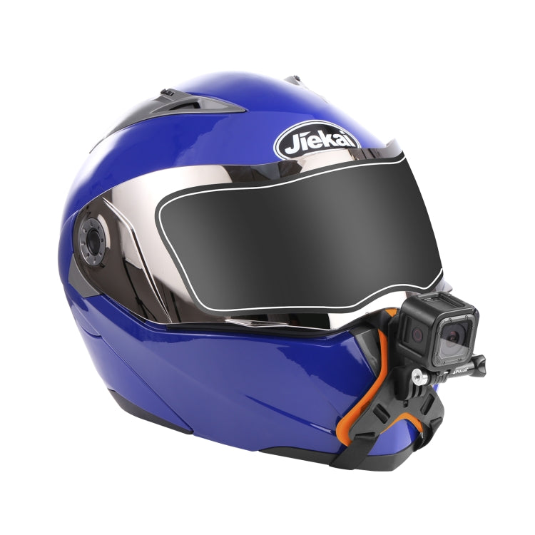PULUZ Motorcycle Helmet Chin Strap Mount for GoPro, DJI Osmo Action and Other Action Cameras(Orange) - Helmet Mount by PULUZ | Online Shopping South Africa | PMC TechLife | Buy Now Pay Later Mobicred