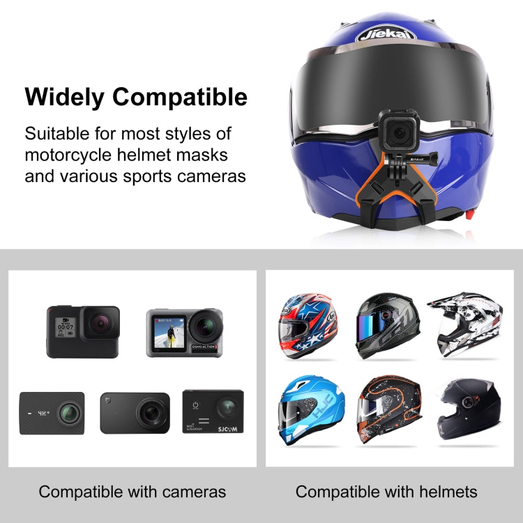 PULUZ Motorcycle Helmet Chin Strap Mount for GoPro, DJI Osmo Action and Other Action Cameras(Orange) - Helmet Mount by PULUZ | Online Shopping South Africa | PMC TechLife | Buy Now Pay Later Mobicred