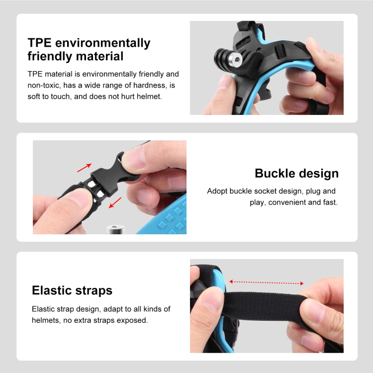 PULUZ Motorcycle Helmet Chin Strap Mount for GoPro, DJI Osmo Action and Other Action Cameras(Blue) - Helmet Mount by PULUZ | Online Shopping South Africa | PMC TechLife | Buy Now Pay Later Mobicred