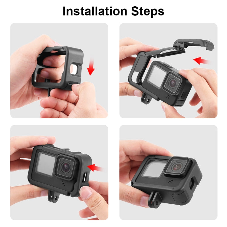 PULUZ Frame Expansion PA Cage with Side Interface Cover for GoPro HERO13 Black /12 Black /11 Black /10 Black /9 Black(Black) - Protective Frame by PULUZ | Online Shopping South Africa | PMC TechLife | Buy Now Pay Later Mobicred