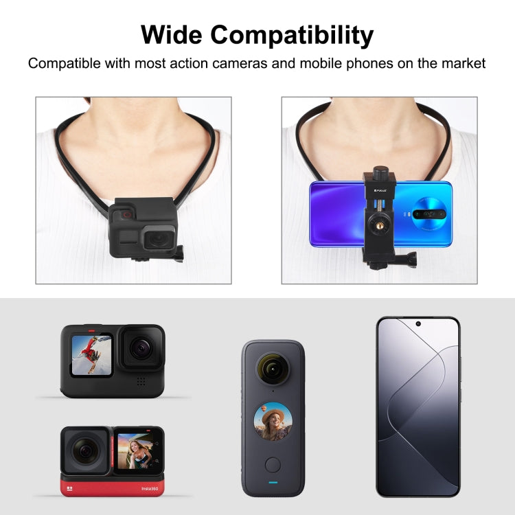 PULUZ Lazy Adjustable Neck Bracket for GoPro Action Camera Smartphones (Black) - Holder by PULUZ | Online Shopping South Africa | PMC TechLife | Buy Now Pay Later Mobicred