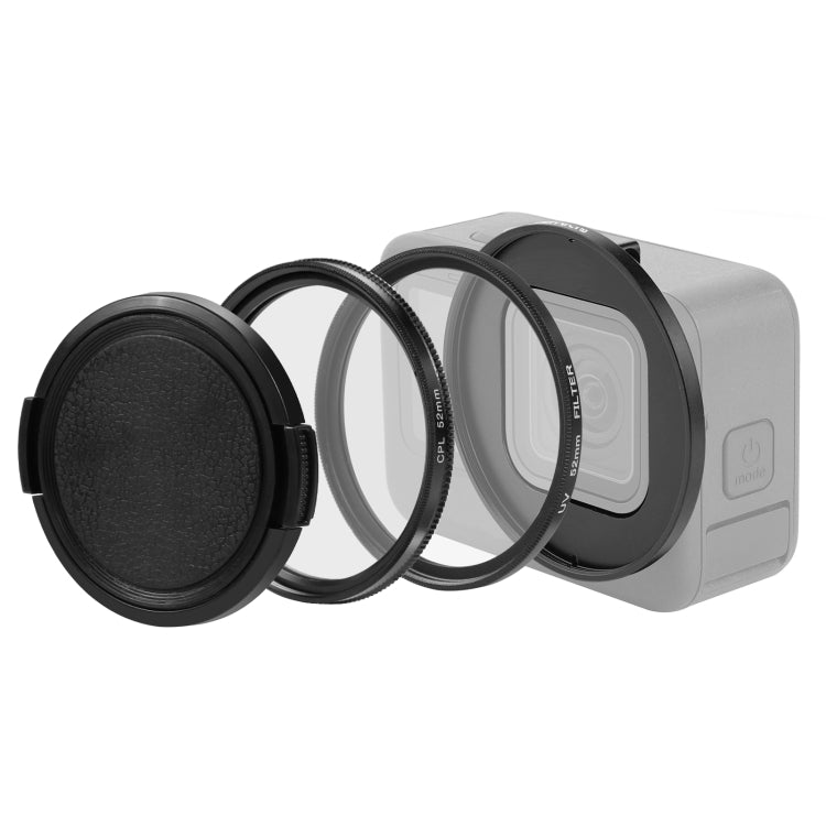 PULUZ 52mm CPL + UV Lens Filter with Adapter Ring for GoPro HERO12 Black /11 Black /11 Black Mini /10 Black /9 Black - Lens Adapter by PULUZ | Online Shopping South Africa | PMC TechLife | Buy Now Pay Later Mobicred