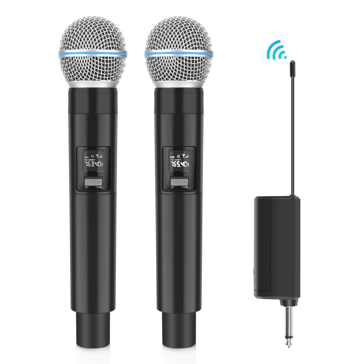 PULUZ 1 To 2 Wireless Microphones with LED Display, 6.35mm Transmitter (Black) - Microphone by PULUZ | Online Shopping South Africa | PMC Jewellery | Buy Now Pay Later Mobicred