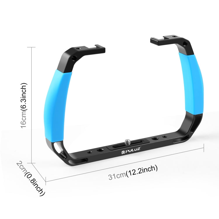 PULUZ Dual Silicone Handles Aluminium Alloy Underwater Diving Rig for GoPro, Other Action Cameras and  Smartphones (Blue) - free shipping - PMC TechLife - Order now!