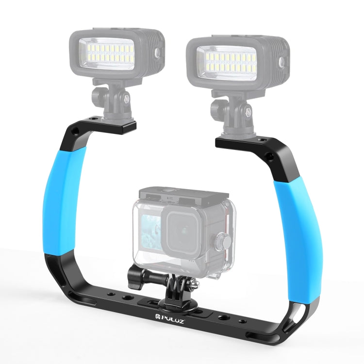PULUZ Dual Silicone Handles Aluminium Alloy Underwater Diving Rig for GoPro, Other Action Cameras and  Smartphones (Blue) - free shipping - PMC TechLife - Order now!