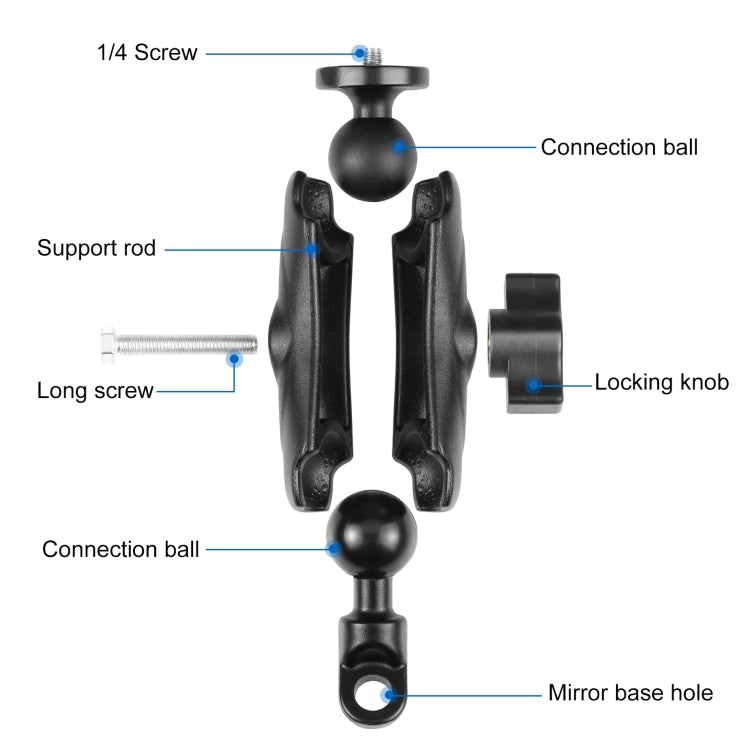 PULUZ Motorcycle Holder Mirror Base Hole Fixed Mount for GoPro and Other Action Cameras(Black) - Bicycle Handlebar Mount by PULUZ | Online Shopping South Africa | PMC TechLife | Buy Now Pay Later Mobicred