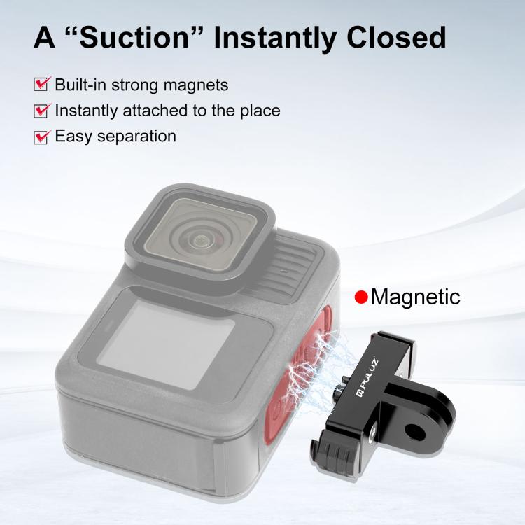 For GoPro HERO13 Black  PULUZ Magnetic Quick Release Base Mount (Black) - free shipping - PMC TechLife - Order now!