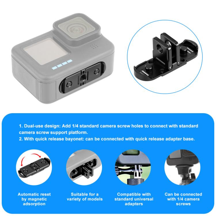 PULUZ Quick Release Magnetic Folding Base Adapter for GoPro HERO12 Black /11 Black /11 Black mini /10 Black /9 Black /8 Black / Max (Black) - Connection Mount by PULUZ | Online Shopping South Africa | PMc TechLife | Buy Now Pay Later Mobicred