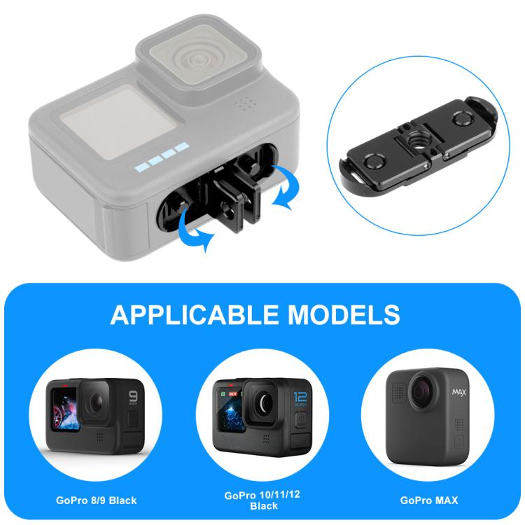 PULUZ Quick Release Magnetic Folding Base Adapter for GoPro HERO12 Black /11 Black /11 Black mini /10 Black /9 Black /8 Black / Max (Black) - Connection Mount by PULUZ | Online Shopping South Africa | PMc TechLife | Buy Now Pay Later Mobicred