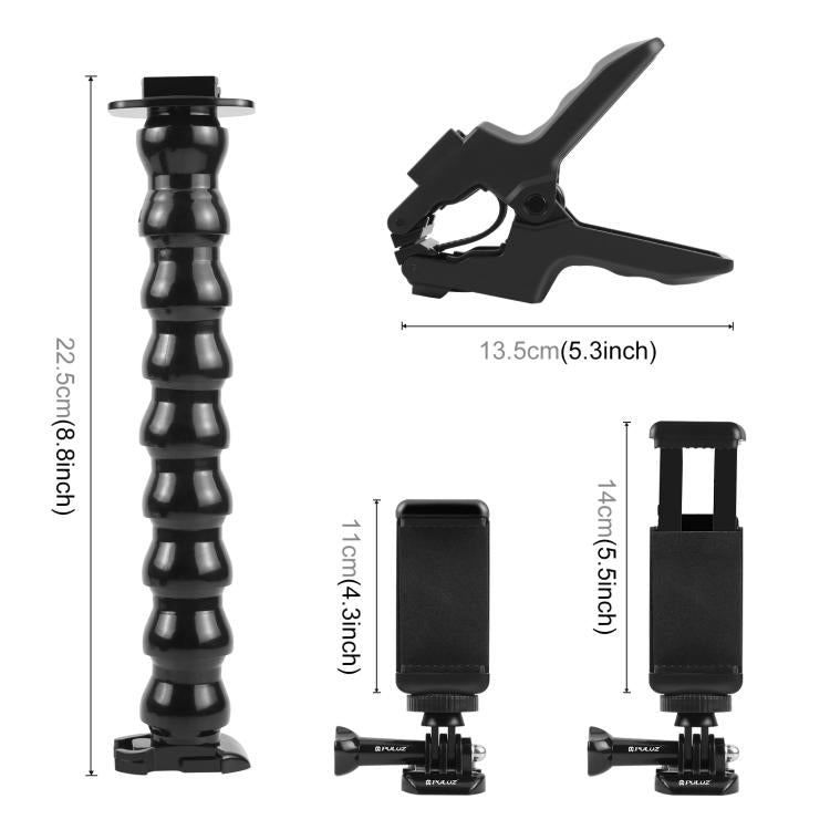 PULUZ Action Sports Cameras Jaws Flex Clamp Mount with Phone Clamp (Black) - free shipping - PMC TechLife - Order now!