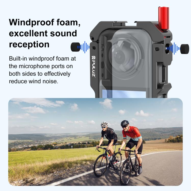 For Insta360 X5 PULUZ Metal Protective Cage Rig Housing Frame with Lens Cover (Black) - free shipping - PMC TechLife - Order now!
