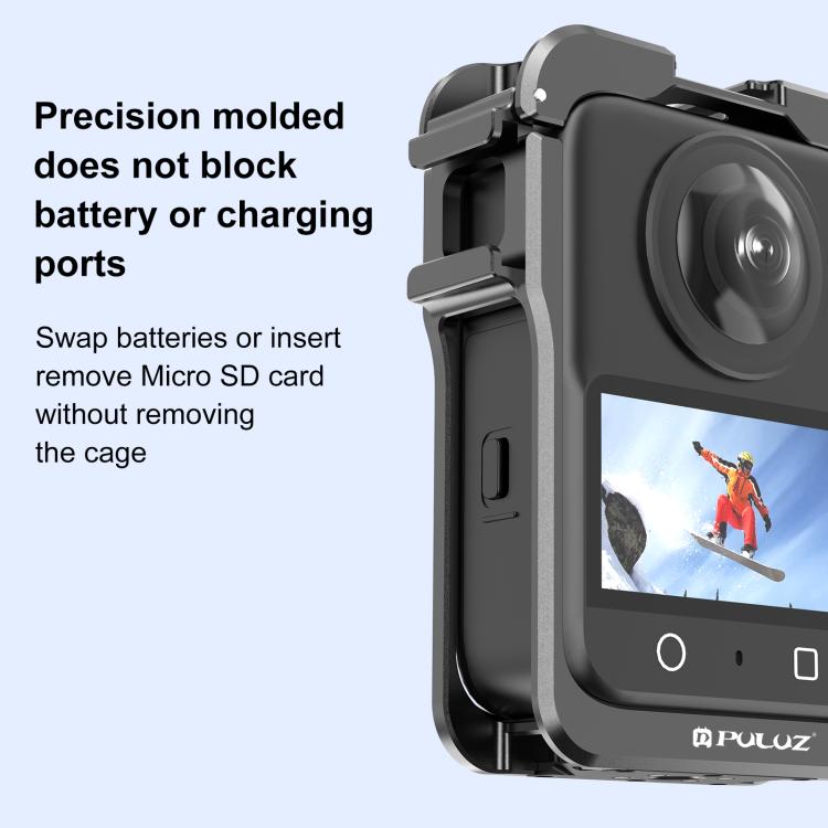 For DJI Osmo 360 PULUZ Aluminum Alloy Protective Cage Expansion Frame with Lens Cover (Black) - free shipping - PMC TechLife - Order now!