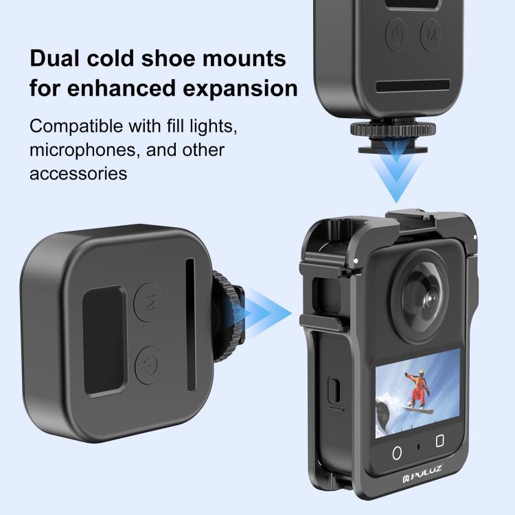 For DJI Osmo 360 PULUZ Aluminum Alloy Protective Cage Expansion Frame with Lens Cover (Black) - free shipping - PMC TechLife - Order now!