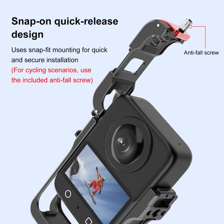 For DJI Osmo 360 PULUZ Aluminum Alloy Protective Cage Expansion Frame with Lens Cover (Black) - free shipping - PMC TechLife - Order now!