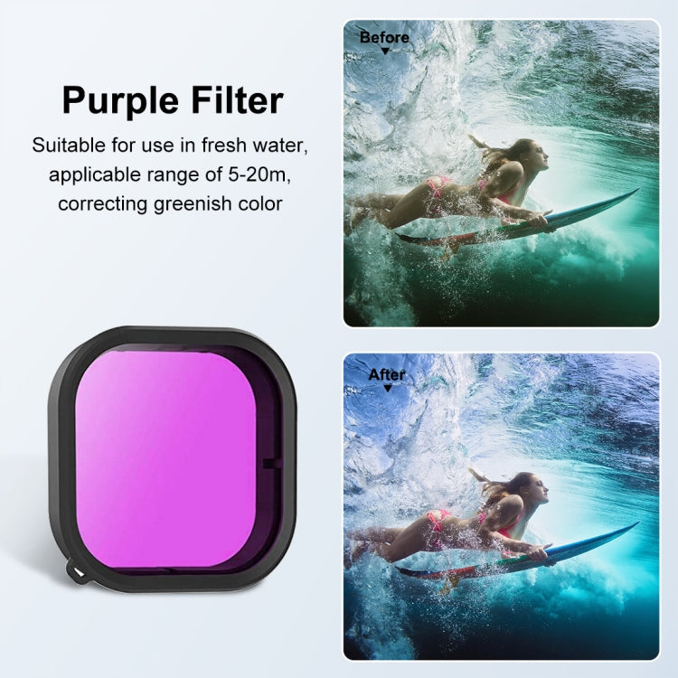 For GoPro HERO12 Black /11 Black /10 Black /9 Black PULUZ Square Housing Diving Color Lens Filter(Purple) - Lens Filter by PULUZ | Online Shopping South Africa | PMC Jewellery