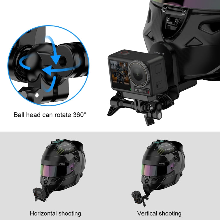 PULUZ Motorcycle Helmet Chin Clamp Mount for GoPro and Other Action Cameras (Black) - Helmet Mount by PULUZ | Online Shopping South Africa | PMC Jewellery | Buy Now Pay Later Mobicred