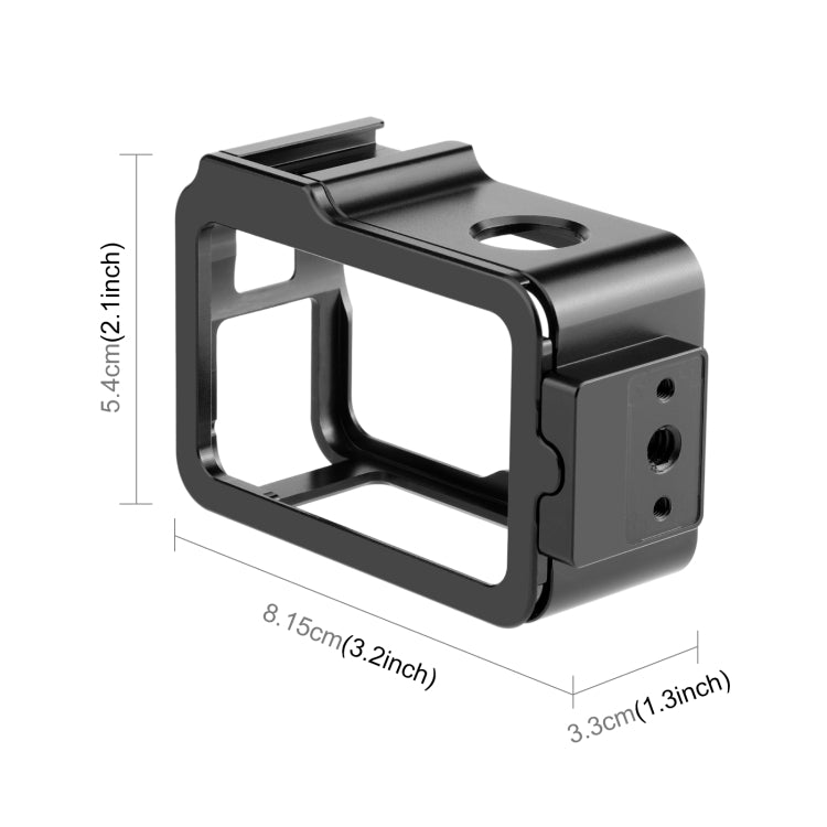 For DJI Osmo Action 4 / 3 PULUZ Metal Cage Expansion Adapter Frame with Cold Shoe (Black) -  by PULUZ | Online Shopping South Africa | PMC Jewellery | Buy Now Pay Later Mobicred