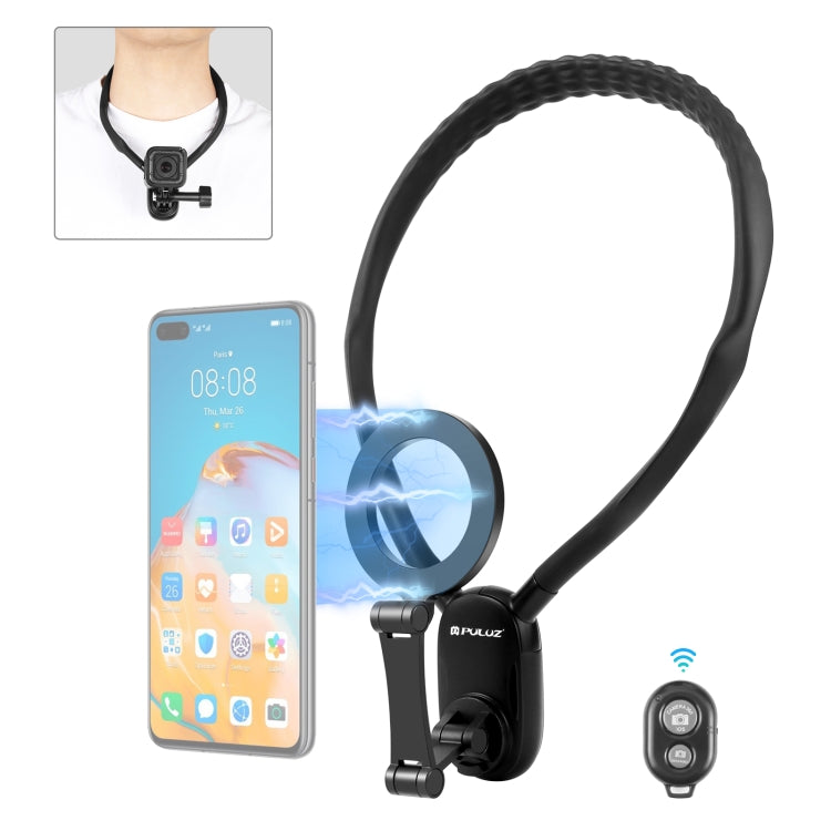 PULUZ Magnetic Collar Bracket POV View Mount with Phone Clamp for GoPro Action Cameras / Phones (Black) - Holder by PULUZ | Online Shopping South Africa | PMC Jewellery | Buy Now Pay Later Mobicred