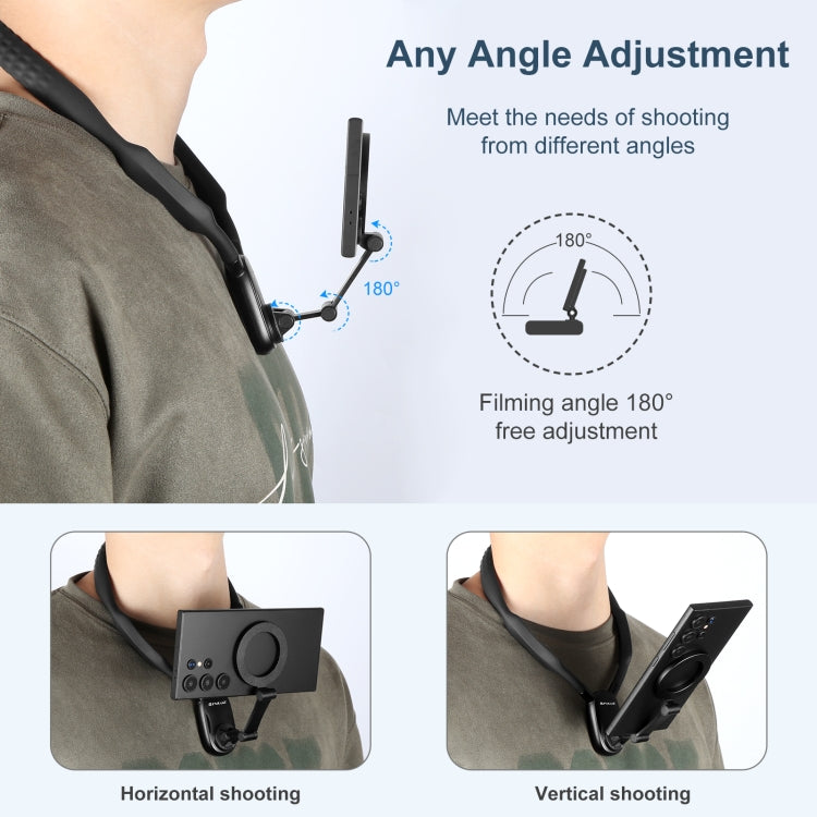 PULUZ Magnetic Collar Bracket POV View Mount with Phone Clamp for GoPro Action Cameras / Phones (Black) - free shipping - PMC TechLife - Order now!