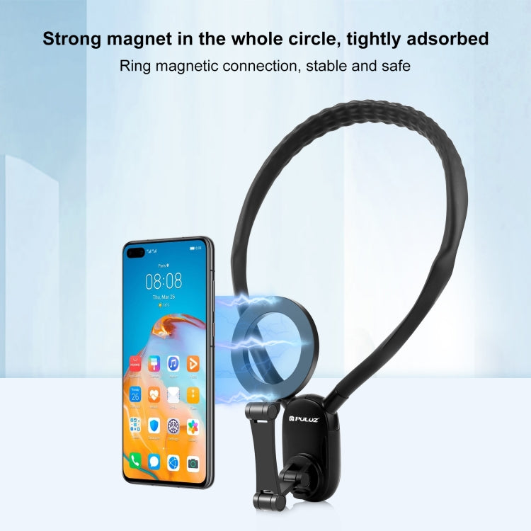 PULUZ Magnetic Collar Bracket POV View Mount with Phone Clamp for GoPro Action Cameras / Phones (Black) - Holder by PULUZ | Online Shopping South Africa | PMC Jewellery | Buy Now Pay Later Mobicred