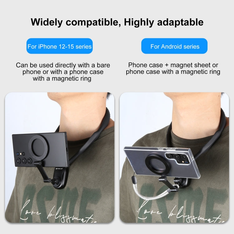 PULUZ Magnetic Collar Bracket POV View Mount with Phone Clamp for GoPro Action Cameras / Phones (Black) - Holder by PULUZ | Online Shopping South Africa | PMC Jewellery | Buy Now Pay Later Mobicred