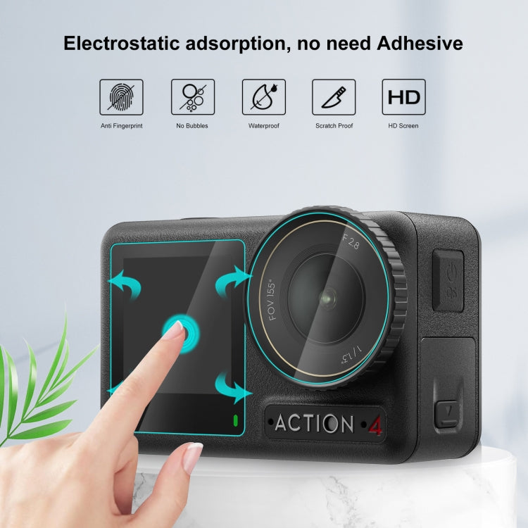 For DJI Osmo Action 4 PULUZ 3-in-1 Lens Front and Back Screen Tempered Glass Explosion-proof Film (Transparent) - free shipping - PMC TechLife - Order now!