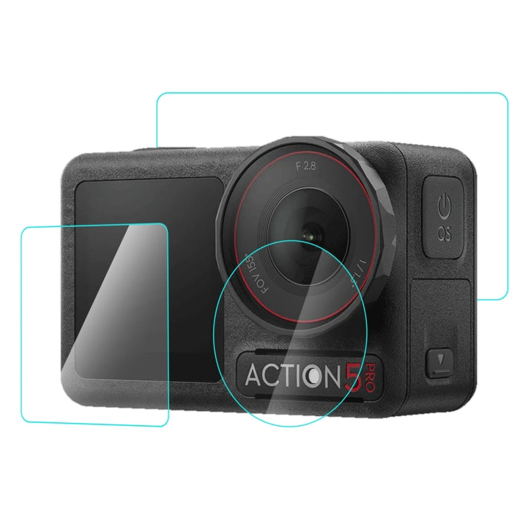 For DJI Osmo Action 5 Pro PULUZ 3-in-1 Lens Front and Back Screen Tempered Glass Explosion-proof Film (Transparent) - free shipping - PMC TechLife - Order now!