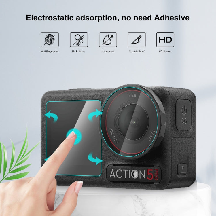 For DJI Osmo Action 5 Pro PULUZ 3-in-1 Lens Front and Back Screen Tempered Glass Explosion-proof Film (Transparent) - free shipping - PMC TechLife - Order now!