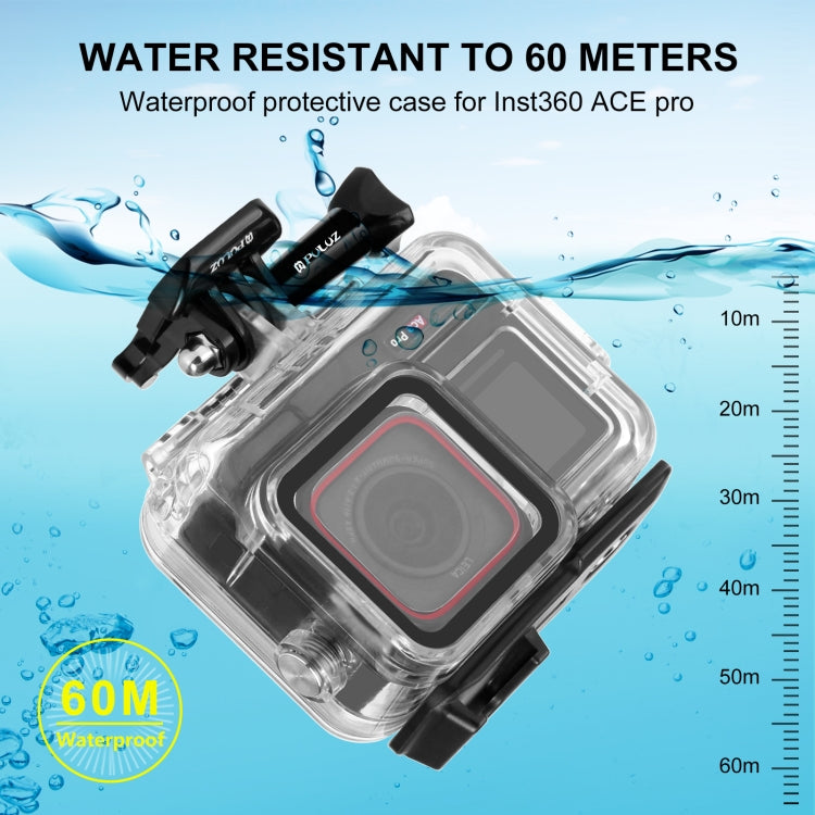 For Insta360 Ace Pro PULUZ 60m Underwater Waterproof Housing Case with Base Adapter & Screw (Transparent) - Case & Bags by PULUZ | Online Shopping South Africa | PMC Jewellery