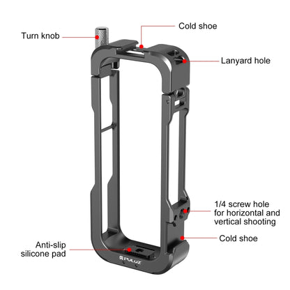 For Insta360 X4 PULUZ Metal Protective Cage Rig Housing Frame with Lens Cover (Black) - Mount & Holder by PULUZ | Online Shopping South Africa | PMC Jewellery | Buy Now Pay Later Mobicred