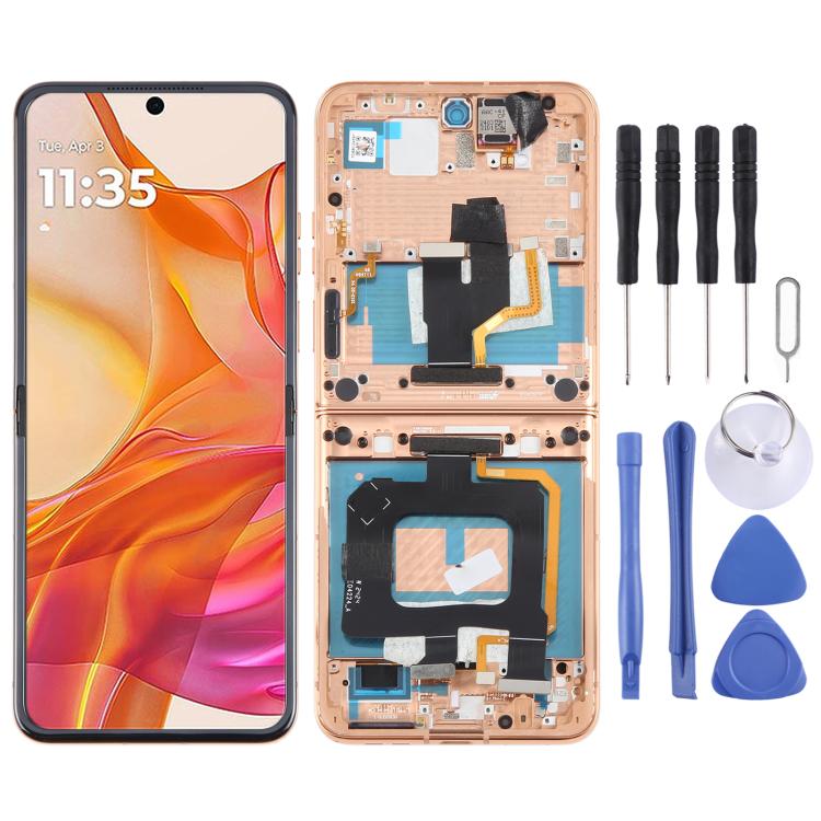 For Motorola Razr 50 Ultra Original LCD Screen Digitizer Full Assembly with Frame (Gold) - free shipping - PMC TechLife - Order now!