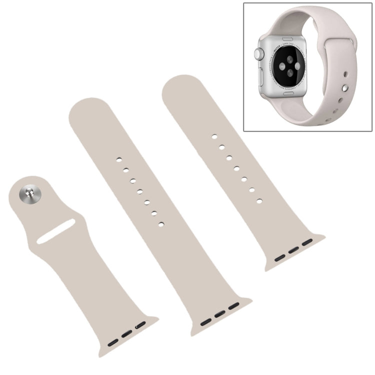 For Apple Watch Series 10 42mm / 9&8&7 41mm / SE 3&SE 2&6&SE&5&4 40mm / 3&2&1 38mm 3 in 1 Rubber Watch Band with Pin Buckle (Starlight) - free shipping - PMC TechLife - Order now!