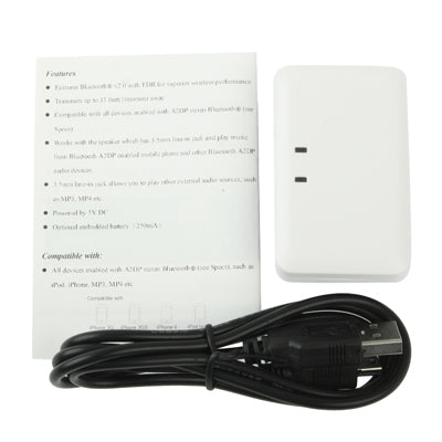 Mini Bluetooth Music Receiver for iPhone 4 & 4S / 3GS / 3G / iPad 3 / iPad 2 / Other Bluetooth Phones & PC, Size: 60 x 36 x 15mm (White) - Bluetooth Dongle by PMC TechLife | Online Shopping South Africa | PMC TechLife | Buy Now Pay Later Mobicred