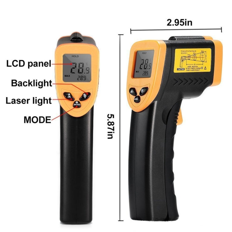 Infrared Thermometer, Temperature Range: -50 - 380 Degrees Celsius (D:S = 12:1)(Black) - Digital Thermometer by PMC Jewellery | Online Shopping South Africa | PMC Jewellery | Buy Now Pay Later Mobicred