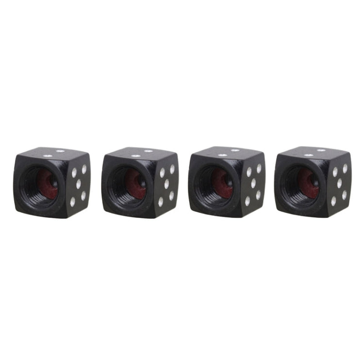Universal 8mm Dice Style Aluminium Alloy Car Tire Valve Caps, Pack of 4(Black) - Tire Valve Caps by PMC TechLife | Online Shopping South Africa | PMC TechLife | Buy Now Pay Later Mobicred