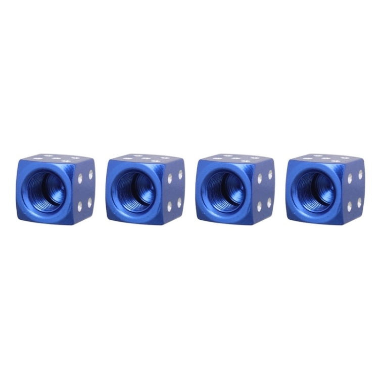 Universal 8mm Dice Style Aluminium Alloy Car Tire Valve Caps, Pack of 4(Blue) - Tire Valve Caps by PMC TechLife | Online Shopping South Africa | PMC TechLife | Buy Now Pay Later Mobicred