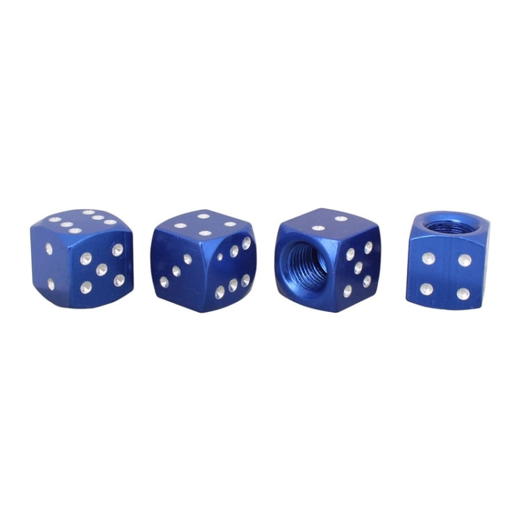 Universal 8mm Dice Style Aluminium Alloy Car Tire Valve Caps, Pack of 4(Blue) - Tire Valve Caps by PMC TechLife | Online Shopping South Africa | PMC TechLife | Buy Now Pay Later Mobicred