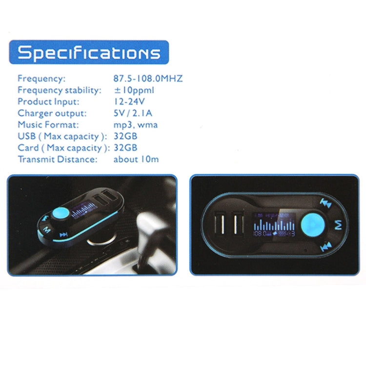 Bluetooth Tacking Handsfree Car Kit FM Transmitter with Remote Control, 2.1A Dual Car Charger, For iPhone, Galaxy, Sony, Lenovo, HTC, Huawei, and other Smartphones - Bluetooth Car Kits by PMC TechLife | Online Shopping South Africa | PMC TechLife | Buy Now Pay Later Mobicred