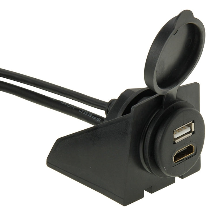 USB 2.0 & Mini HDMI (Type-C) Male to USB 2.0 & HDMI (Type-A) Female Adapter Cable with Car Flush Mount, Length: 2m - DIY Cables by PMC TechLife | Online Shopping South Africa | PMC TechLife | Buy Now Pay Later Mobicred