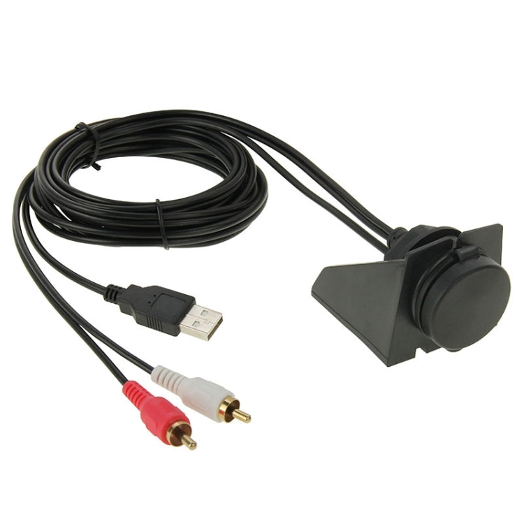 USB 2.0 & 2 RCA Male to USB 2.0 & 3.5mm Female Adapter Cable with Car Flush Mount, Length: 2m - DIY Cables by PMC Jewellery | Online Shopping South Africa | PMC Jewellery