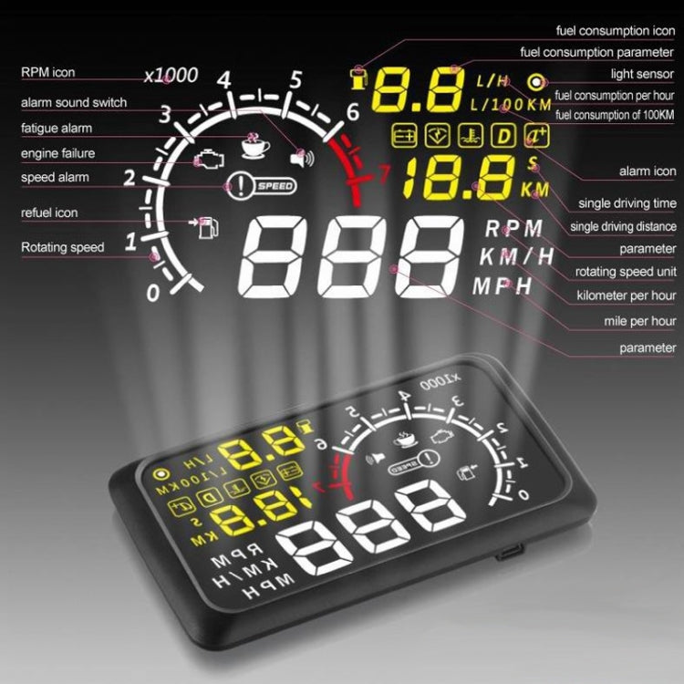 X3 Bluetooth 5.5 inch Car OBDII / EUOBD HUD Vehicle-mounted Head Up Display Security System, Support Speed & Fuel Consumption, Overspeed Alarm, Water Temperature, etc(Black) - Head Up Display System by PMC TechLife | Online Shopping South Africa | PMC TechLife | Buy Now Pay Later Mobicred