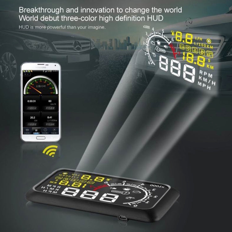 X3 Bluetooth 5.5 inch Car OBDII / EUOBD HUD Vehicle-mounted Head Up Display Security System, Support Speed & Fuel Consumption, Overspeed Alarm, Water Temperature, etc(Black) - Head Up Display System by PMC TechLife | Online Shopping South Africa | PMC TechLife | Buy Now Pay Later Mobicred