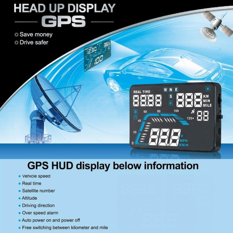 Q7 5.5 inch Car GPS HUD Vehicle-mounted Head Up Display Security System, Support Speed & Real Time & Altitude & Over Speed Alarm & Satellite Number, etc. - Head Up Display System by PMC Jewellery | Online Shopping South Africa | PMC Jewellery | Buy Now Pay Later Mobicred